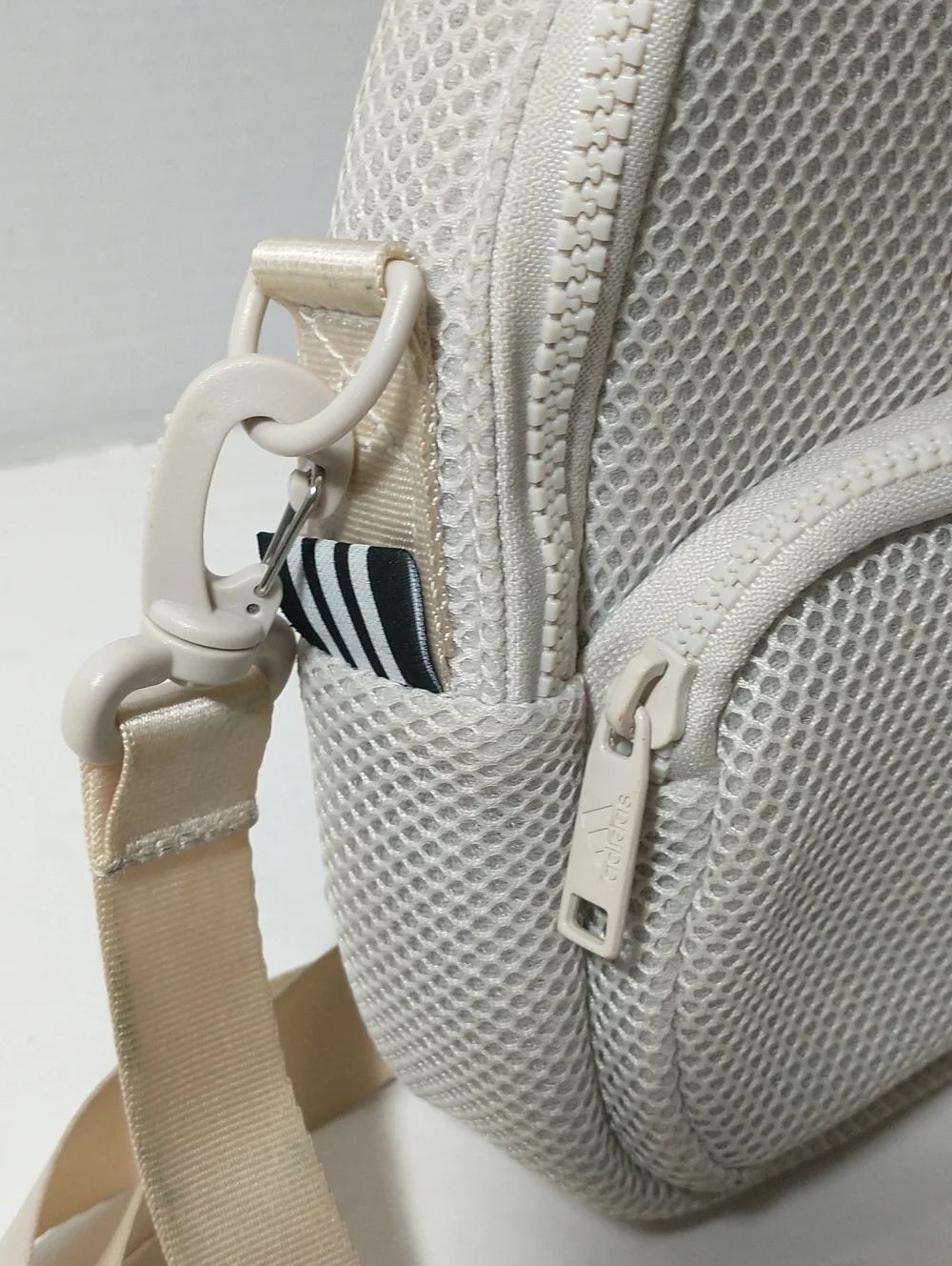 Adidas Air Mesh Mini Backpack, Mesh, Adjustable, Convertible, Crossbody, Beige